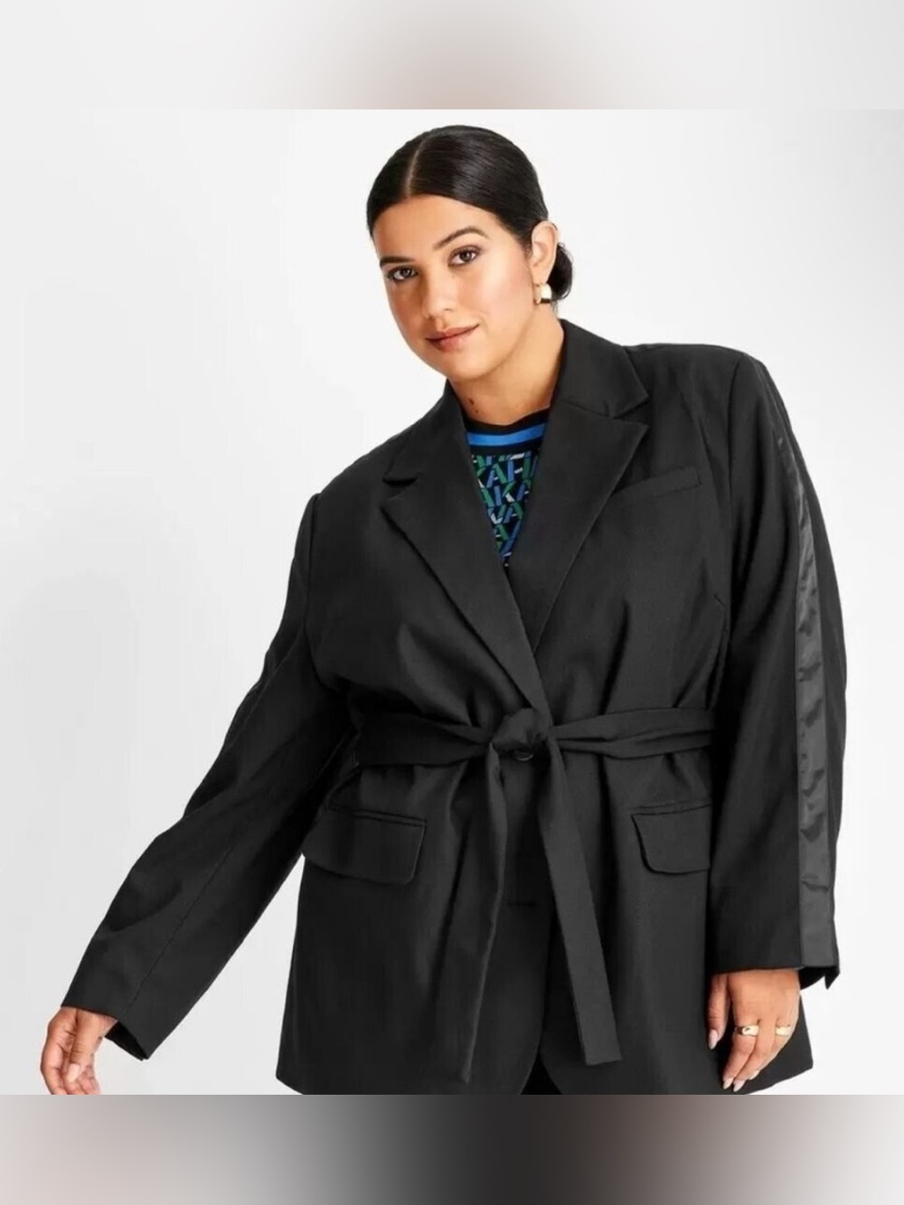 Black Single-Button Blazer Jacket by Future Collective